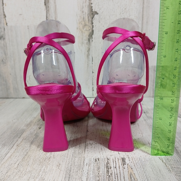 Steve Madden Brendi Hot Pink Strappy Textile Stiletto Heeled Sandals #37 - Picture 9 of 12